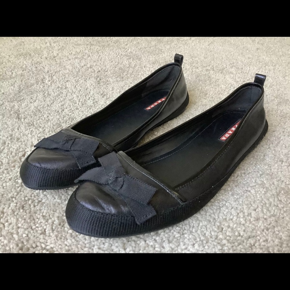 Prada Black Bow Ballet Flats - Picture 3 of 7